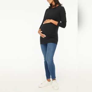 New J.Crew Factory Long-Sleeve Crewneck Maternity Tee in Black Size Medium NWT